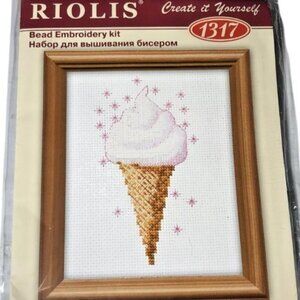 Cross Stitch Kit Zweigart Riolis Ice Cream Cone Bead Embroidery #1317